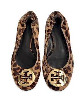 Tory Burch Cheetah Ballet Flats Reva cow hair animal print 7.5 made in Brazil